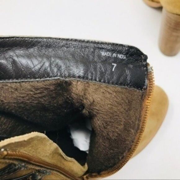 Callisto womans bohemian ankle heeled boots 7 BoxK brown suede leather - Picture 7 of 9